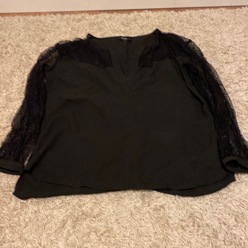 Nasty Gal black blouse with lace detail on arms